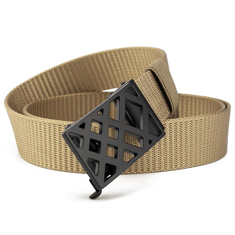 

FlyingArt Мужской кожаный ремень с автоматической пряжкой без зубцов - Повседневный нейлоновый ремень для джинсов для бизнеса 115cm хаки