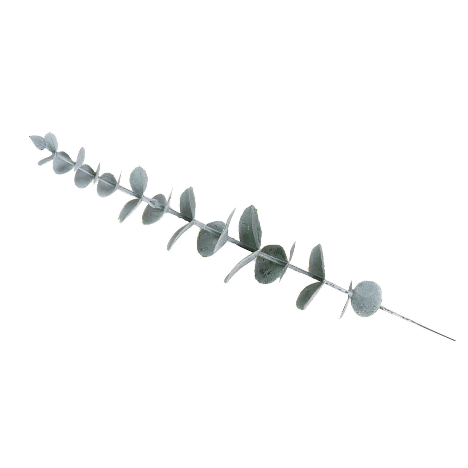 

Eucalyptus Stem Decor 24 Leaves Plastic Iron Wire Artificial Fake Faux Eucalyptus Stem for Home Party Wedding Decoration