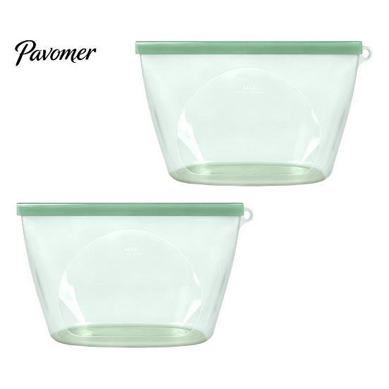 Kitchen Organization Bags with Label Area 2PCS Silicone Food Storage for Kitchen, Double Seal Closure Easy Clean Pantry Bags, Reusable Leakproof