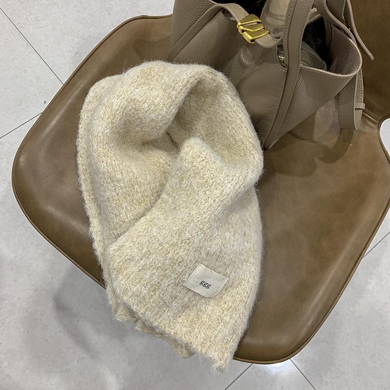 Wind containing wool purple scarf girls autumn and winter white wool warm thickened student scarf