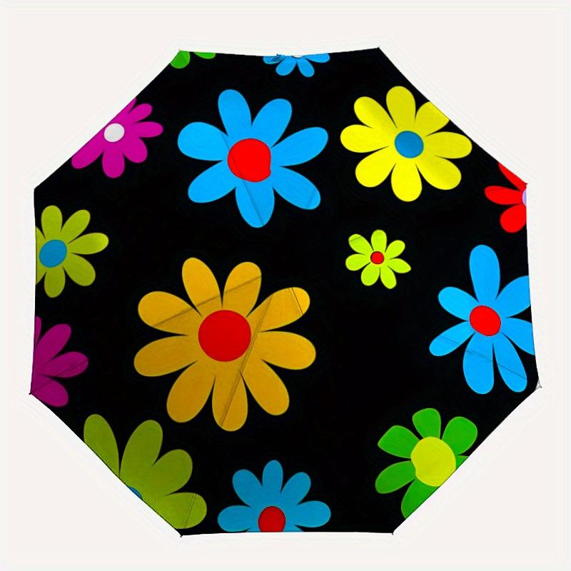 1pc Flower Pattern Automatic Umbrella 8-Bone Design Compact Gear for Outdoor Travel, Perfect Holiday Gift  yy250827091