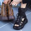Hole Shoes Muffin and Fish Mouth Cool Boots Summer New Women's Straps British Style High-top Thick-soled Roman Sandals