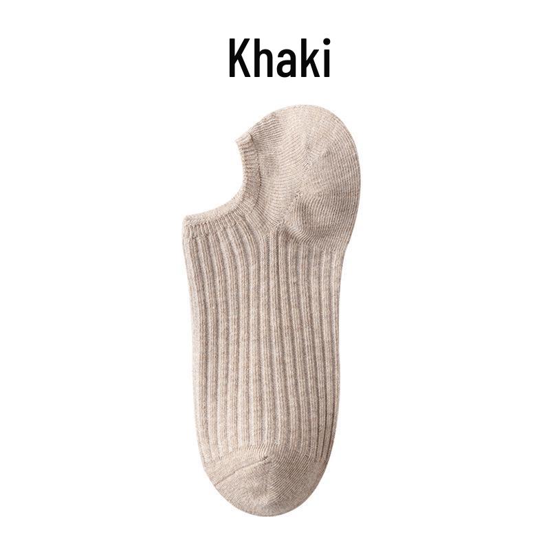 

Women s Pure Cotton Double-Stitch Boat Socks - Spring/Autumn Thin Low-Cut Non-Slip Invisible Socks One Size хакі