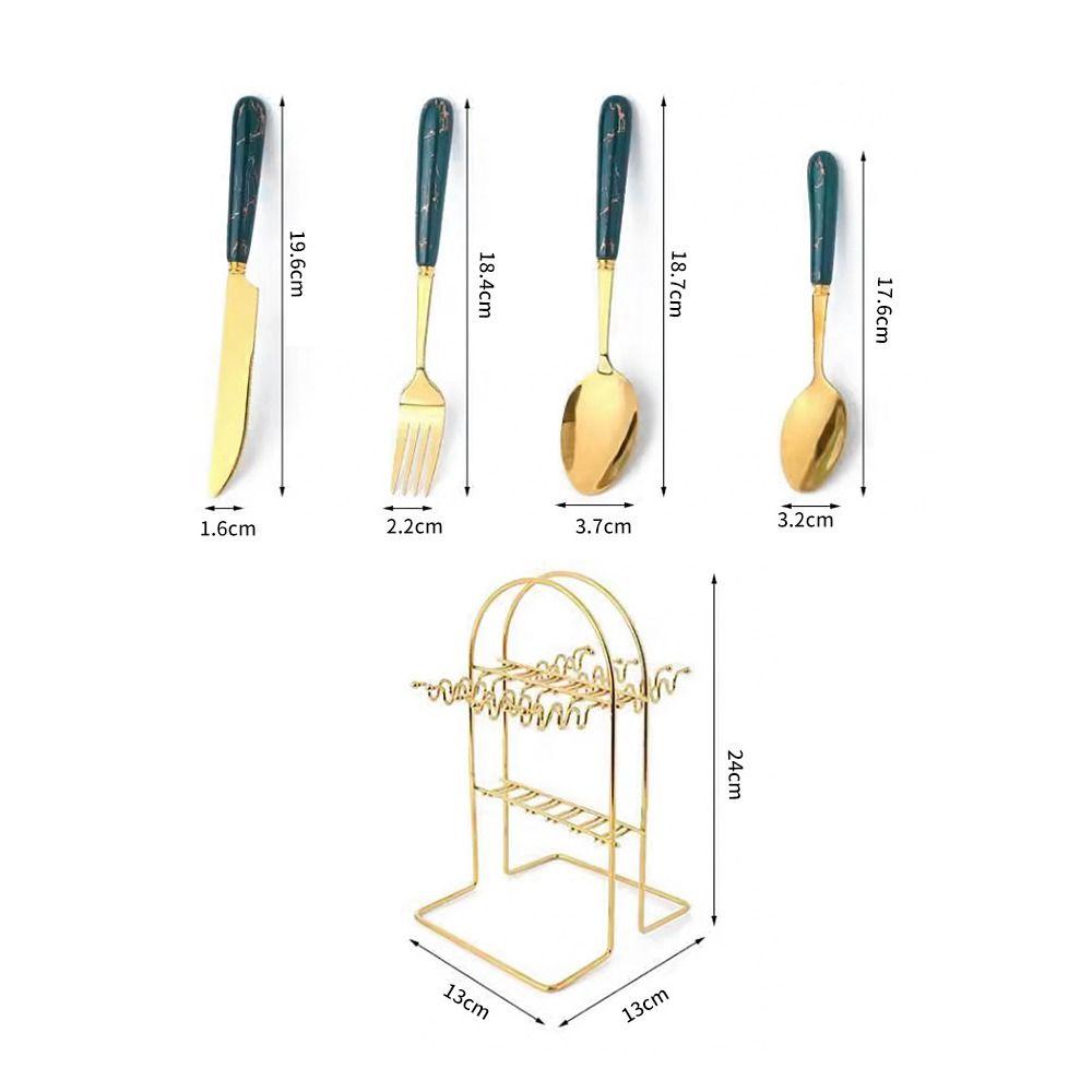 Mode 24-teiliges Besteckset Edelstahl Metall Geschenk Geschirr Gabeln Löffel Sets Essgeschirr Zuhause Schule Küche