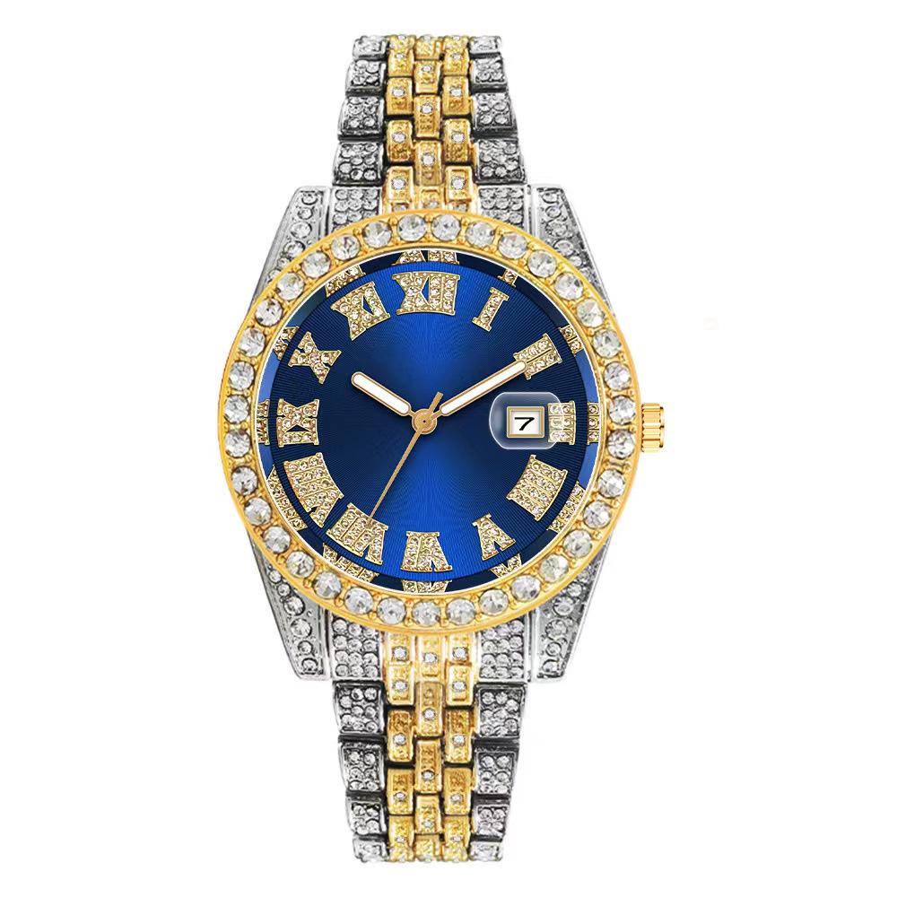 Luxury Roman Numeral Diamond Calendar Women's Quartz Fashion Watch