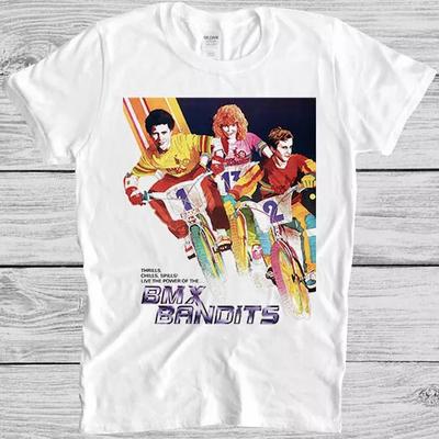 100% cotone TOP T-SHIRT UNISEX UOMO DONNA BMX Bandits Maglietta 1261 Anni '80 Film Pellicola Cool Regalo Maglietta