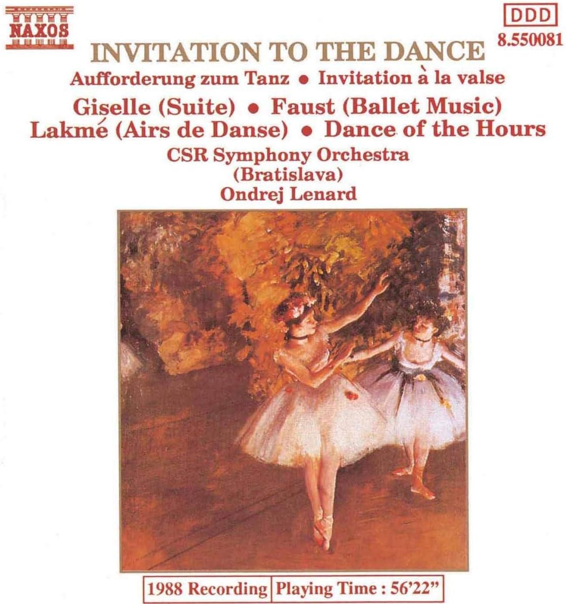 

CD ONDREJ LENÁRD - IMVITATION TO THE DANCE 8550081 Japan Music Others Used