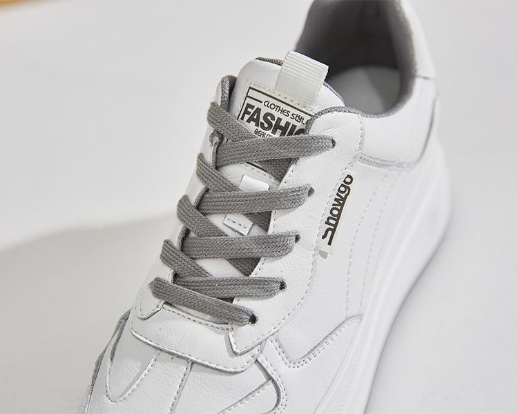 Women's 2021 Spring White Leather Platform Shoes – Height-Enhancing Casual Style