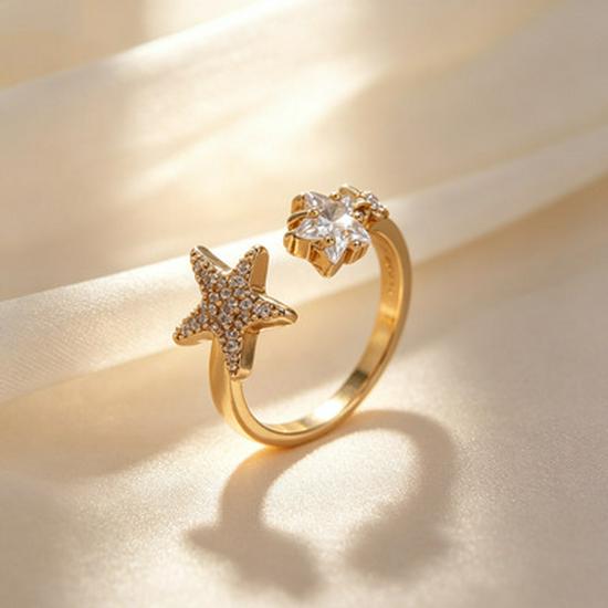 Niche Star Pentagram Zircon Women's Fashion Ring