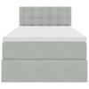 Storage Bed with Mattress Light Grey 100 x 200 cm Velvet