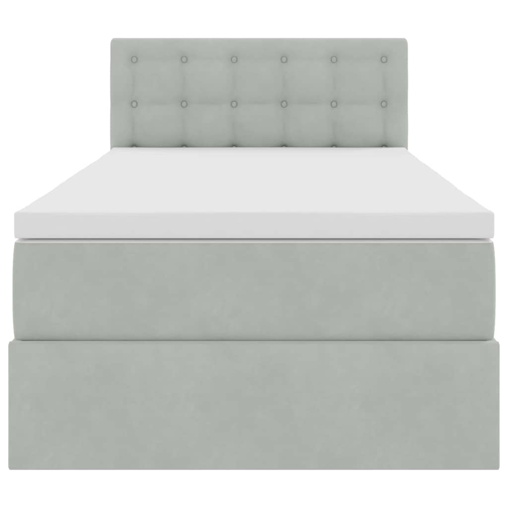 Storage Bed with Mattress Light Grey 100 x 200 cm Velvet