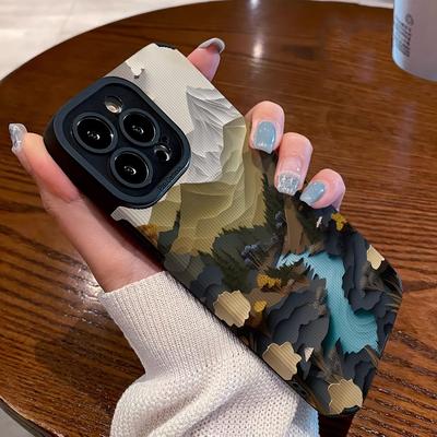 Oil Painting Mountain Peak Phone Case Suitable for iPhone 17 16 15 14 13 12 11 Pro/Max/Plus Anti Drop and Shockproof Back Cover