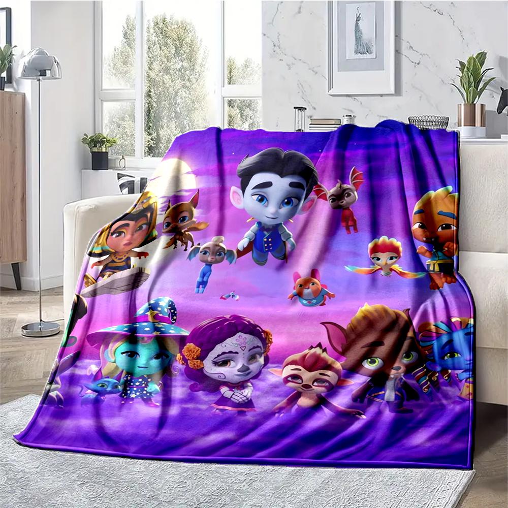 Super Monsters Theme Printed Blanket - Perfect for Couch, Bed, Travel & Outdoor Use | Machine Washable, Cozy & Durable.