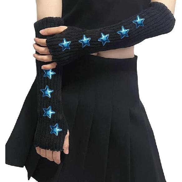 Arm Warmers for Y2K Women Wrist Hand Warmers Knitted Fingerless Mittens Thumb Hole Gloves Goth Punk Gyaru Accessories