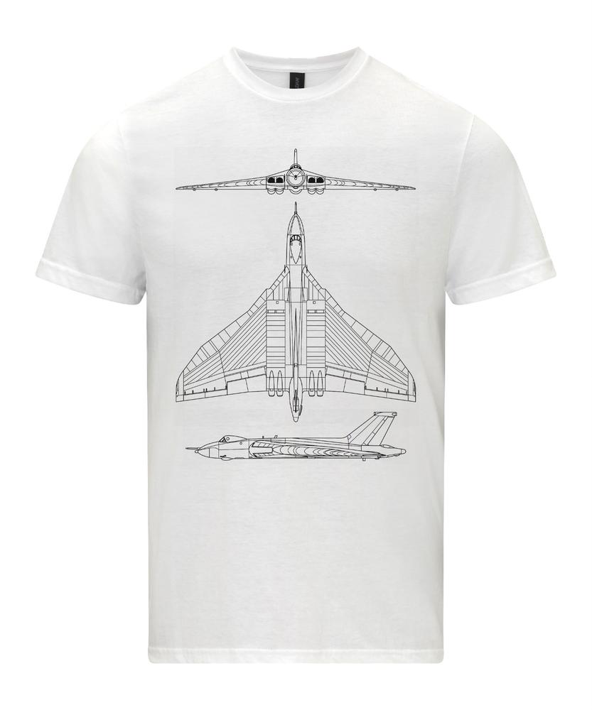 Avro Vulcan TShirt Strategic Bomber Aircraft Technical Drawing Blueprint RAF 2XL