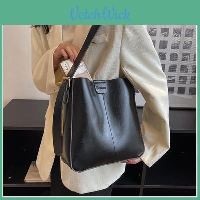 Large Capacity Stylish Commuter Women's Shoulder Bag Pu Leather Bucket Bag For Women