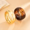 Salircon Vintage Punk Coffee Thick Irregular Resin Acrylic Bangles Women Geometric Metal Wide Bangle Bracelet Charm Jewelry Gift