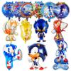 New Cartoon Sonic Balloon Blue Glitter Hedgehog Action Figure Toy Anime Baby Shower Birthday Party Decoration Supplies Kids Toy