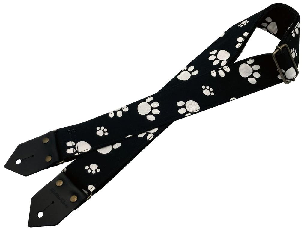 Ткань для гитарного ремня Spice Note с принтом, серия Foot Prints, черная ES-PP50FP/BLK