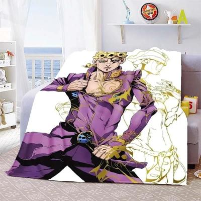 Letní přikrývky Přehoz na pohovku Gauč Domácí obývací pokoj Dekorace Anime JoJo Bizarre Adventure Potisk Flanelová přehozová deka Měkká Teplá