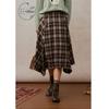 ZIHAN Women's Retro Irregular Plaid A-Line Skirt