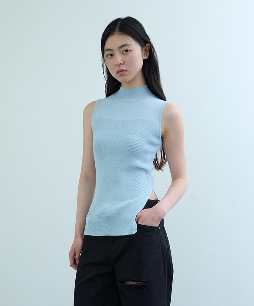 Uusoo Rayon Bustier Knit Top_ Sky Blue