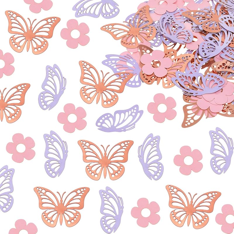 ONLYKXY 13g Butterfly Flower Table Confetti Decor Glitter Butterfly Decoration for Birthday Wedding Theme Thanks Giving Party Valentine's Mother's