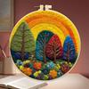 CHENISTORY Wool Felt Painting Diy Creative Making Wool Felt Kit With Embroidery Colorful Scenery Needle Wool Painting Complete K
