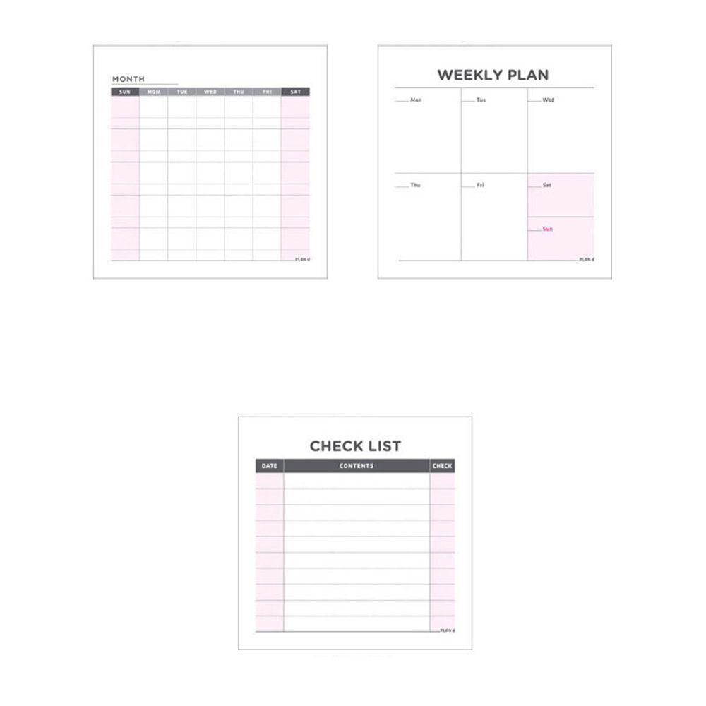 Stationery Notebook School Supplies Check List Weekly Plan Memo Pad Daily Weekly Month Planner