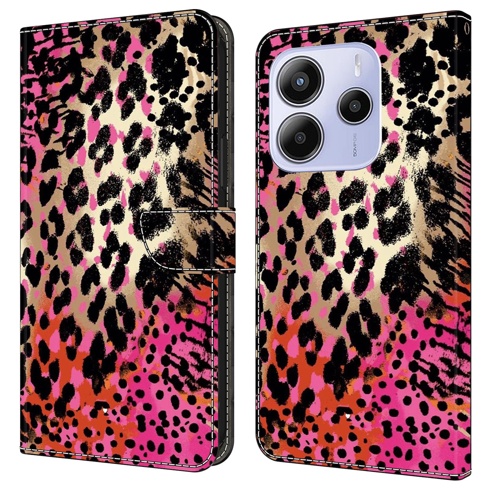 

Для Xiaomi Redmi Note 14 5G Чехол Кошелек Подставка С Принтом PU Кожаный Флип Чехол для Телефона Black and Red Spots