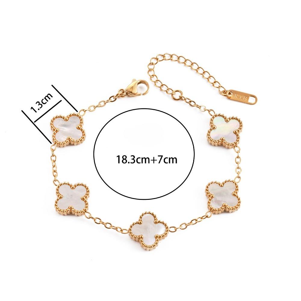 High-quality 13mm Four-leaf Clover Shell Bracelet Colorfast Plating Women's Bangle