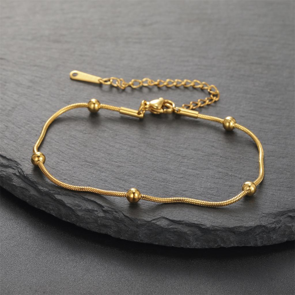 Stainless Steel Beads Chain Bracelets for Women Fashion Basic Bracelets Light Luxury Jewelry Accessories Gift Wholesale