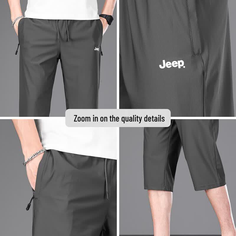 Jeep Men's Ice Silk Straight-Leg Cropped Pants