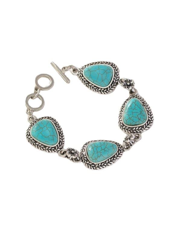 

Новый браслет в богемном стиле. Новый простой и модный круглый браслет с узором из зеленого камня. Винтажный браслет. 21.5 cm аэро