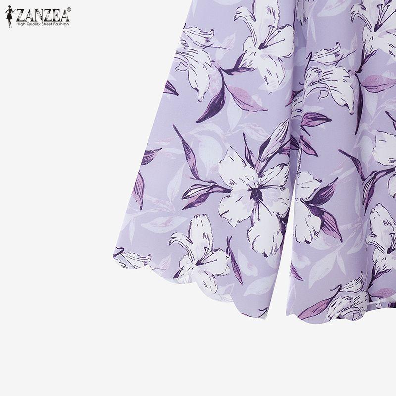 ZANZEA Women Long Sleeve Blouse and Long Skirts Floral Print Two Piece Suit Sets