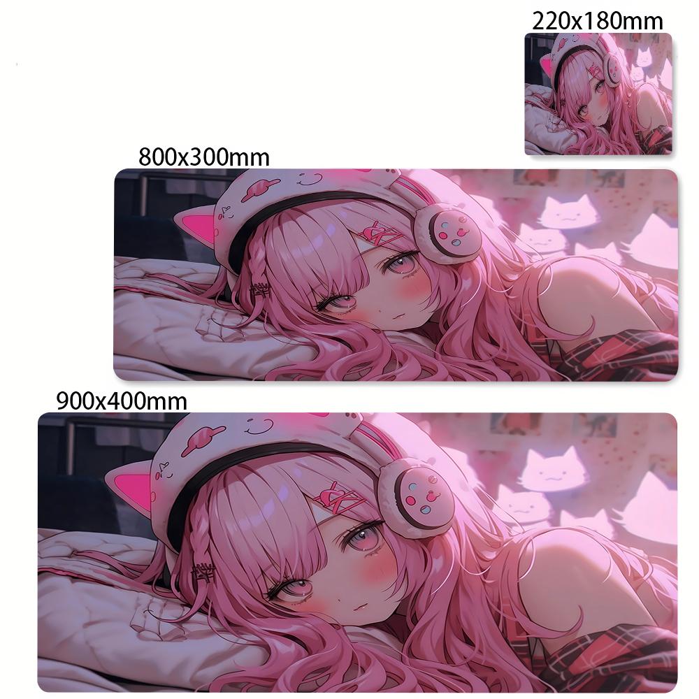 Anime Girl Mouse Pad Kawaii Pink Mousepad Gaming Speed Keyboard Pads Large Gamer Mouse Mat Rubber Desk Mat HD Print Cute Carpet