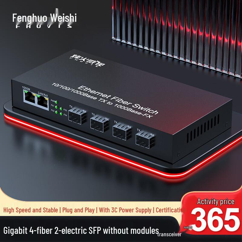 Fenghuo Weishi Gigabit 4-Optical 2-Electrical SFP Fiber Optic Transceiver