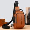 Men's Chest Bag Anti-theft USB Business Messenger Bag Multifunctional Water Repellent Shoulder Bag PU Commuter Backpack Men