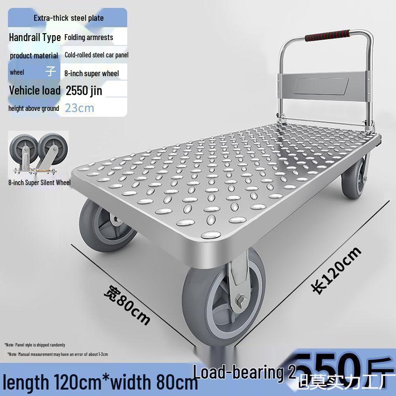 Compact Folding Steel Flatbed Trolley for Household & Outdoor Use