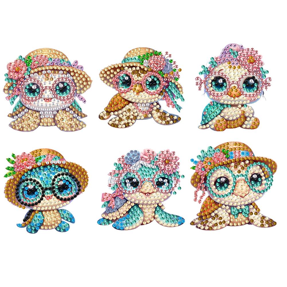 6Pcs Acrylic Colorful Pattern Diamond Painting Fridge Magnets Diamond Art Refrigerator Magnets Sticker for Beginners