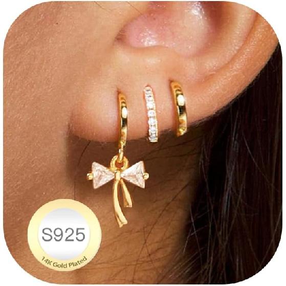 30 Paar klobige goldene Creolen für Damen, Multipack Schmuck für Geschenk | Mehrere Stile, zum Stapeln, leicht, 14K Gold-beschichtet, Hypoallergen,