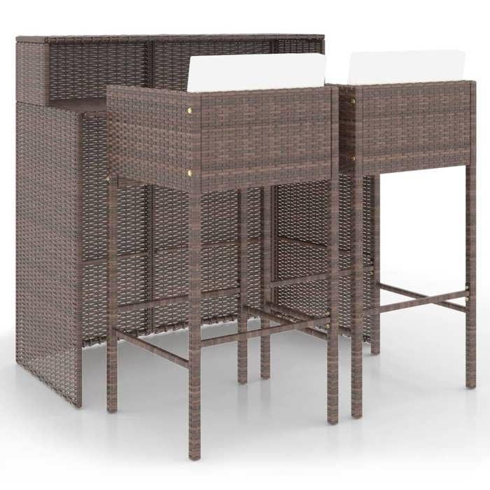 VidaXL Meubles de Bar de Jardin 3 pcs et Coussins Meubles d'Extérieur Table et Chaises de Patio Salon de Jardin Terrasse 3094806