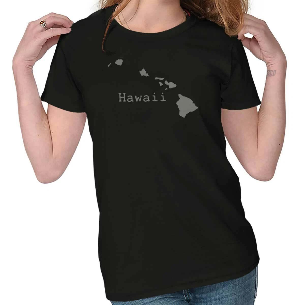 Hawaii State Islands Map Travel Souvenir Womens Top Junior Graphic Tee XS