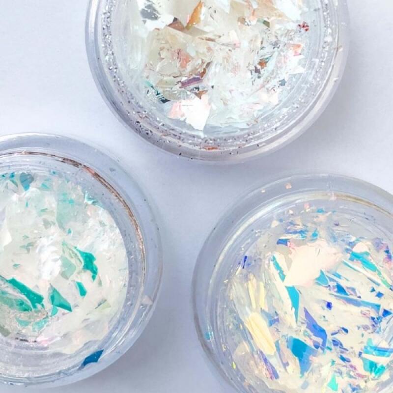 Glass Pure Glitter 3 colors 02. Aqua Rose