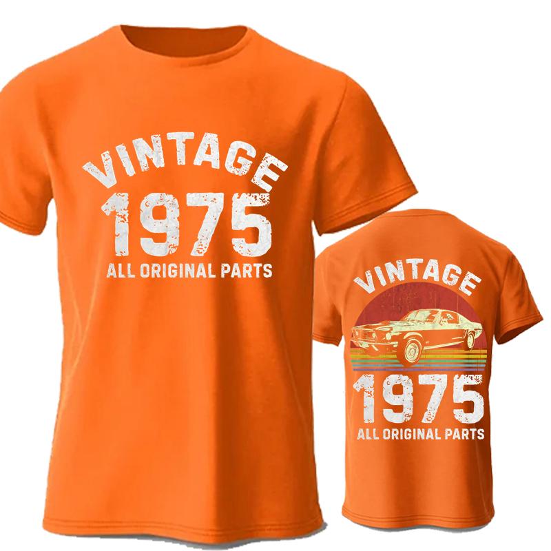 Classic Vintage 1975 All Original Parts Tshirt Men Short Sleeve Birthday Gift T Shirt Casual T-shirt Soft Tee Tops Dad Clothing