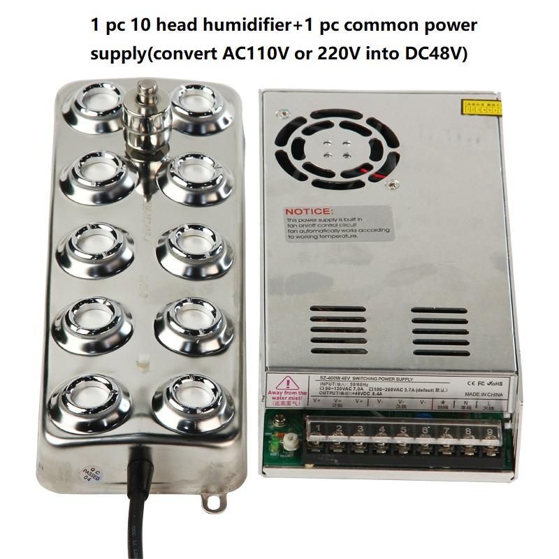 

DC48V 10 головок увлажнителя воздуха ультразвуковой распылитель тумана овощной цех распылитель бассейна промышленный увлажнитель туманообразователь 220V