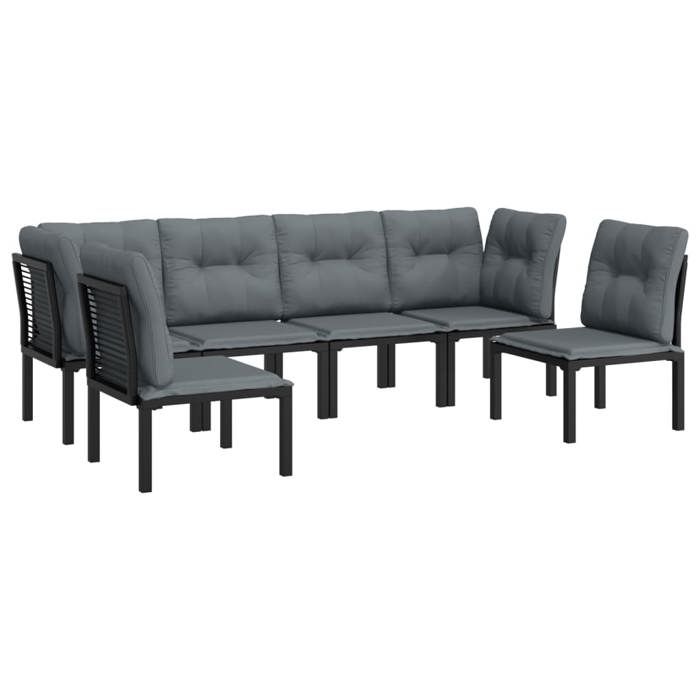 VidaXL Garden Lounge Set 6 Pcs, Patio Furniture Set, Outdoor Furniture, Patio Chair, Modern, Black and Grey 3187738