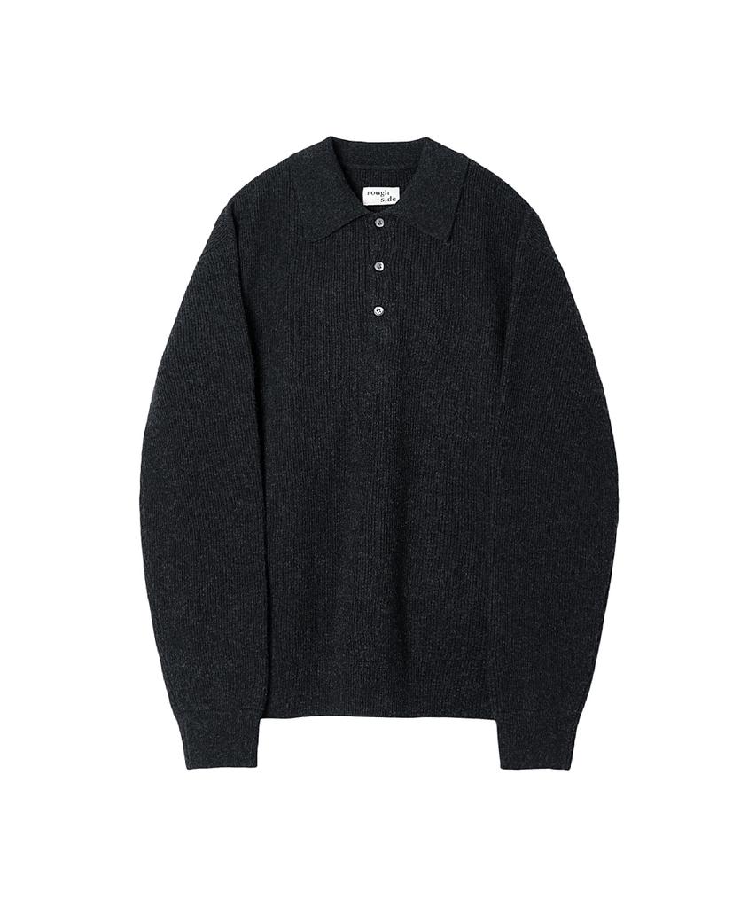 Leopeusaideu Collar Knit Ash Black