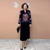 High-end Women's Velvet Dress Plus Size Long Dress Rhinestone Printed Loose Flocked A-Line Dress Spring Autumn