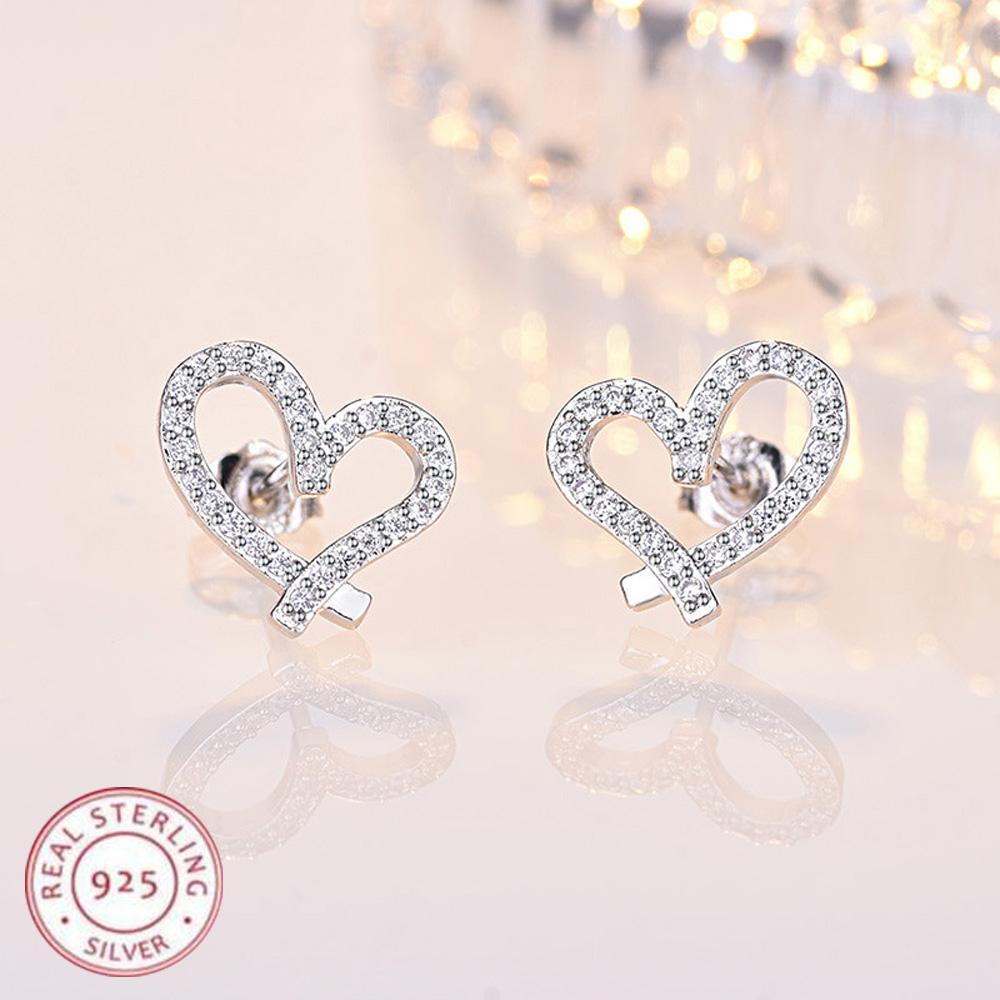 925 Sterling Silber Ohrringe Hohe Qualität Herz für Damen Modeschmuck Hochzeit Verlobung Party Geschenke süß